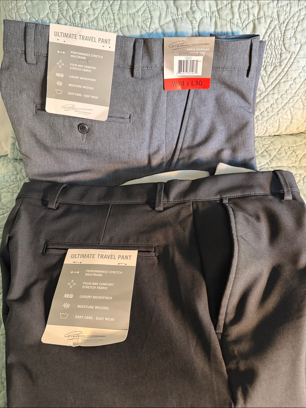 Greg Norman Collection Ultimate Travel Pants - Black and grey